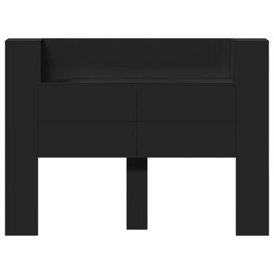 vidaXL Headboard Cabinet with LED Black 140x16.5x103.5 cm