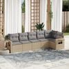 vidaXL 6 Piece Garden Sofa Set with Cushions Beige Poly Rattan