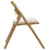 vidaXL 2 Piece Folding Bistro Chairs with Cream White Cushions Bamboo