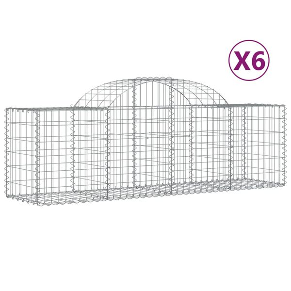 vidaXL Arched Gabion Baskets 6 pcs 200x50x60/80 cm Galvanised Iron