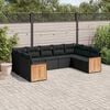 vidaXL 9 Piece Garden Sofa Set with Cushions Black Poly Rattan