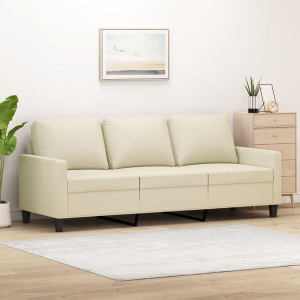 vidaXL 3-Seater Sofa Cream 180 cm Faux Leather