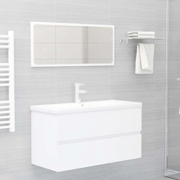 vidaXL 2 Piece Bathroom Furniture Set White Engineered Wood