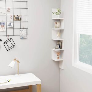 vidaXL Wall Corner Shelf High Gloss White 20x20x127,5 cm Engineered Wood