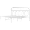 vidaXL Metal Bed Frame without Mattress with Headboard White 150x200cm