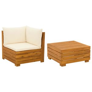 vidaXL Garden Lounge Set with Cushion 2 Piece Brown Solid Acacia Wood