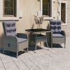 vidaXL 3 Piece Garden Dining Set Poly Rattan and Glass Grey
