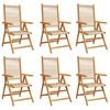 vidaXL Reclining Folding Chairs 6 pcs Beige Solid Wood Acacia