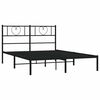 vidaXL Metal Bed Frame without Mattress with Headboard Black 150x200cm
