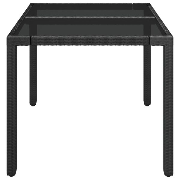 vidaXL Garden Table with Glass Top Black 90x90x75 cm Poly Rattan