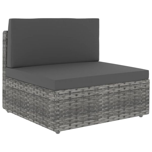 vidaXL Sectional Sofa 2-Seater Poly Rattan Grey