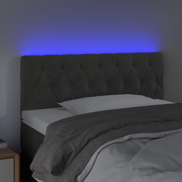 vidaXL LED Headboard Dark Grey 100 cm Velvet