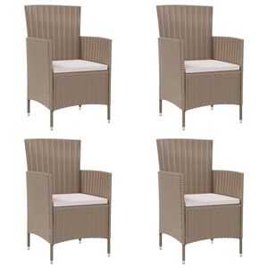 vidaXL Garden Chairs with Cushions 4 pcs Poly Rattan Beige