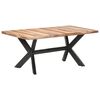 vidaXL Dining Table | Honey | Solid acacia wood, rubberwood, powder-coated steel