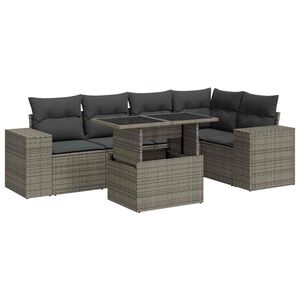 vidaXL 6 Piece Garden Sofa Set with Cushions Grey Poly Rattan