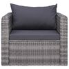 vidaXL 7 Piece Garden Lounge Set with Cushions Poly Rattan Grey
