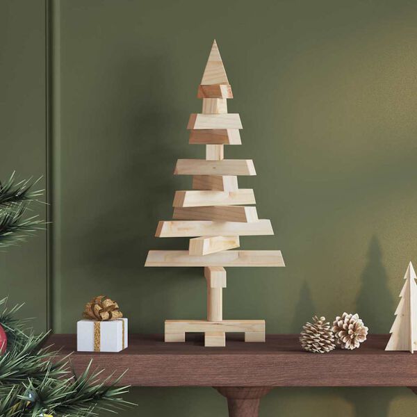 vidaXL Christmas Trees with Stand Natural 60 cm Solid pine wood