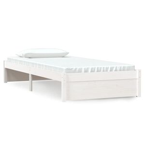 vidaXL Bed Frame without Mattress White Solid Wood 90x190 cm Single