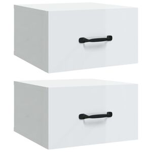 vidaXL Wall-mounted Bedside Cabinets 2 pcs High Gloss White 35x35x20 cm
