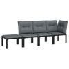 vidaXL 4 Piece Garden Lounge Set Black and Grey Poly Rattan