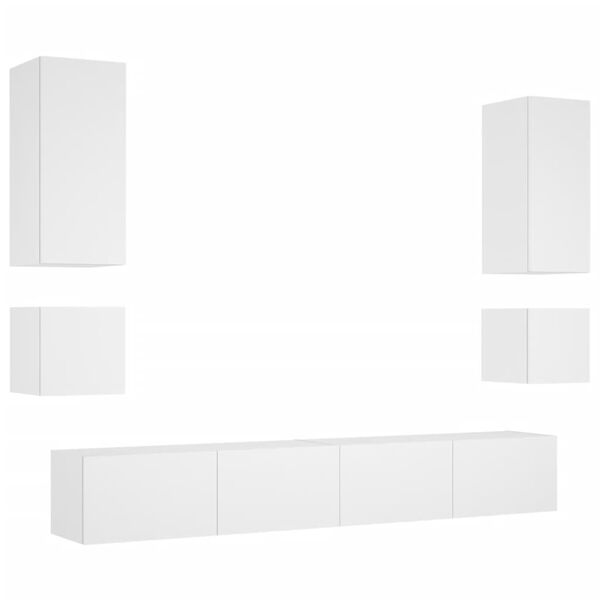 vidaXL 6 Piece TV Wall Cabinets with LED Lights White