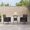 vidaXL 3 Piece Garden Bistro Set with Cushions Black Poly Rattan