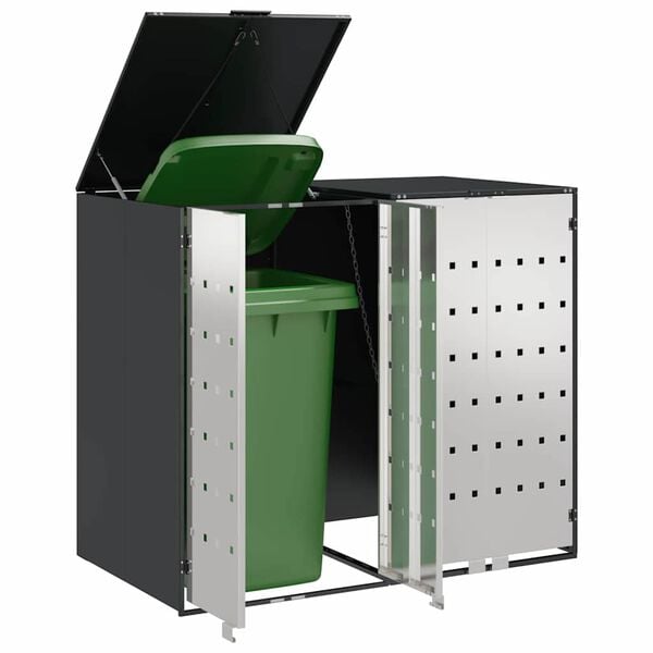vidaXL Wheelie Bin Storage for 2 Bins Anthracite 136 x 77.5 x 115.5 cm
