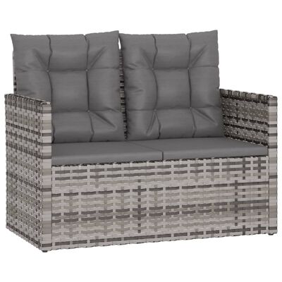vidaXL Garden Bench with Cushions Grey 105 cm Poly Rattan