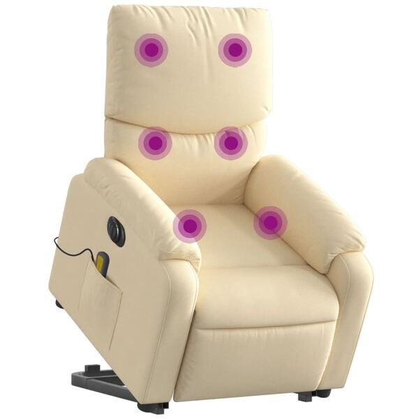 vidaXL Electric Stand up Massage Recliner Chair Cream Fabric