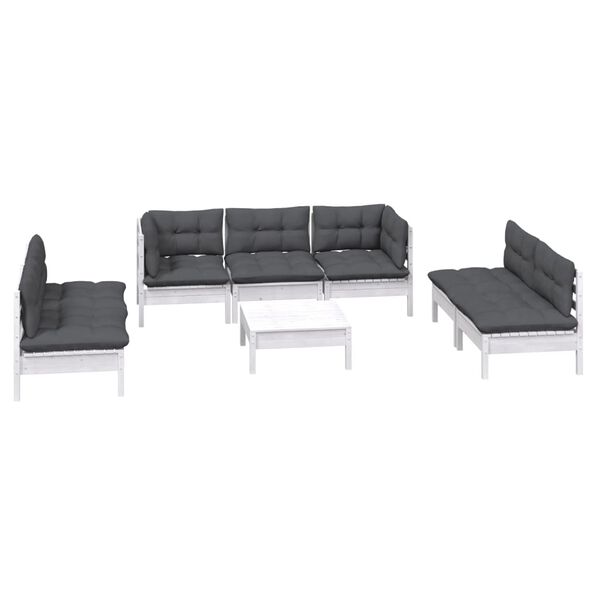 vidaXL 8 Piece Garden Lounge Set with Cushions Solid Pinewood