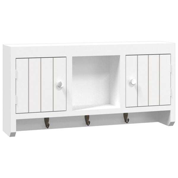 vidaXL Key Cabinet White 40x8.5x20 cm Engineered Wood&Steel