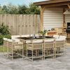 vidaXL 11 Piece Garden Dining Set with Cushions Beige Poly Rattan