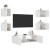 vidaXL 5 Piece TV Wall Cabinets with LED Lights White