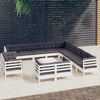 vidaXL 14 Piece Garden Lounge Set with Cushions White Solid Pinewood