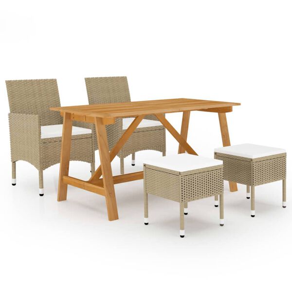 vidaXL 5 Piece Garden Dining Set Beige