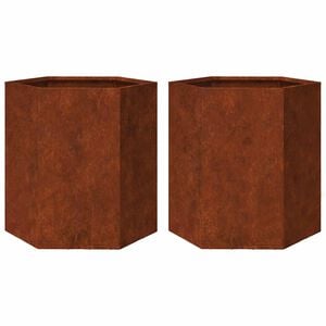 vidaXL Garden Planters 2 pcs Hexagon 46x40x45 cm Weathering Steel