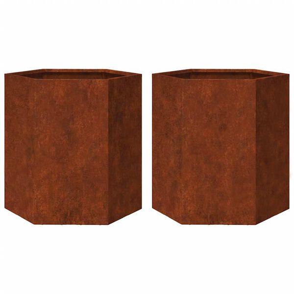 vidaXL Garden Planters 2 pcs Hexagon 46x40x45 cm Weathering Steel