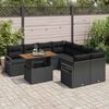 vidaXL Garden Sofa Set with Storage 9 pcs Black Poly rattan