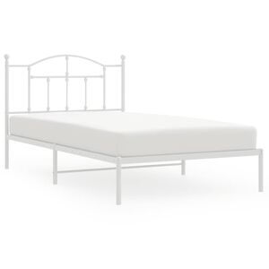 vidaXL Metal Bed Frame without Mattress with Headboard White 107x203cm