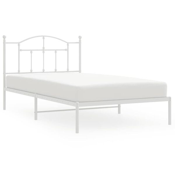vidaXL Metal Bed Frame without Mattress with Headboard White 107x203cm
