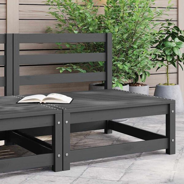 vidaXL Garden Middle Sofa Grey Solid Wood Pine