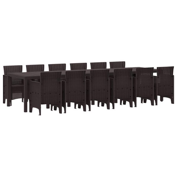 vidaXL Garden Dining Set 13 pcs Brown Polt rattan