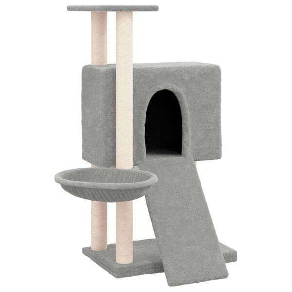 vidaXL Cat Tree with Sisal Scratching Posts Light Grey 96 cm
