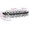 vidaXL 17 Piece Garden Dining Set with Cushions Black Poly Rattan