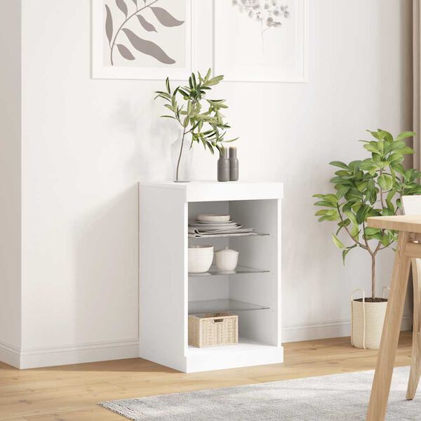 vidaXL Sideboard with LED Lights White 41x37x67 cm