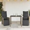 vidaXL 3 Piece Garden Bistro Set with Cushions Grey Poly Rattan