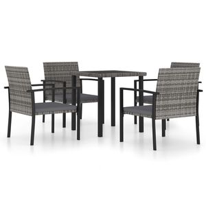 vidaXL 5 Piece Garden Dining Set Poly Rattan Grey