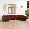 vidaXL 9 Piece Garden Lounge Set with Cushions Poly Rattan Brown