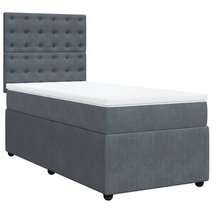 vidaXL Box Spring Bed with Mattress Dark Grey King Single Velvet