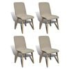 Oak Indoor Fabric Dining Chair Set 4 pcs Beige